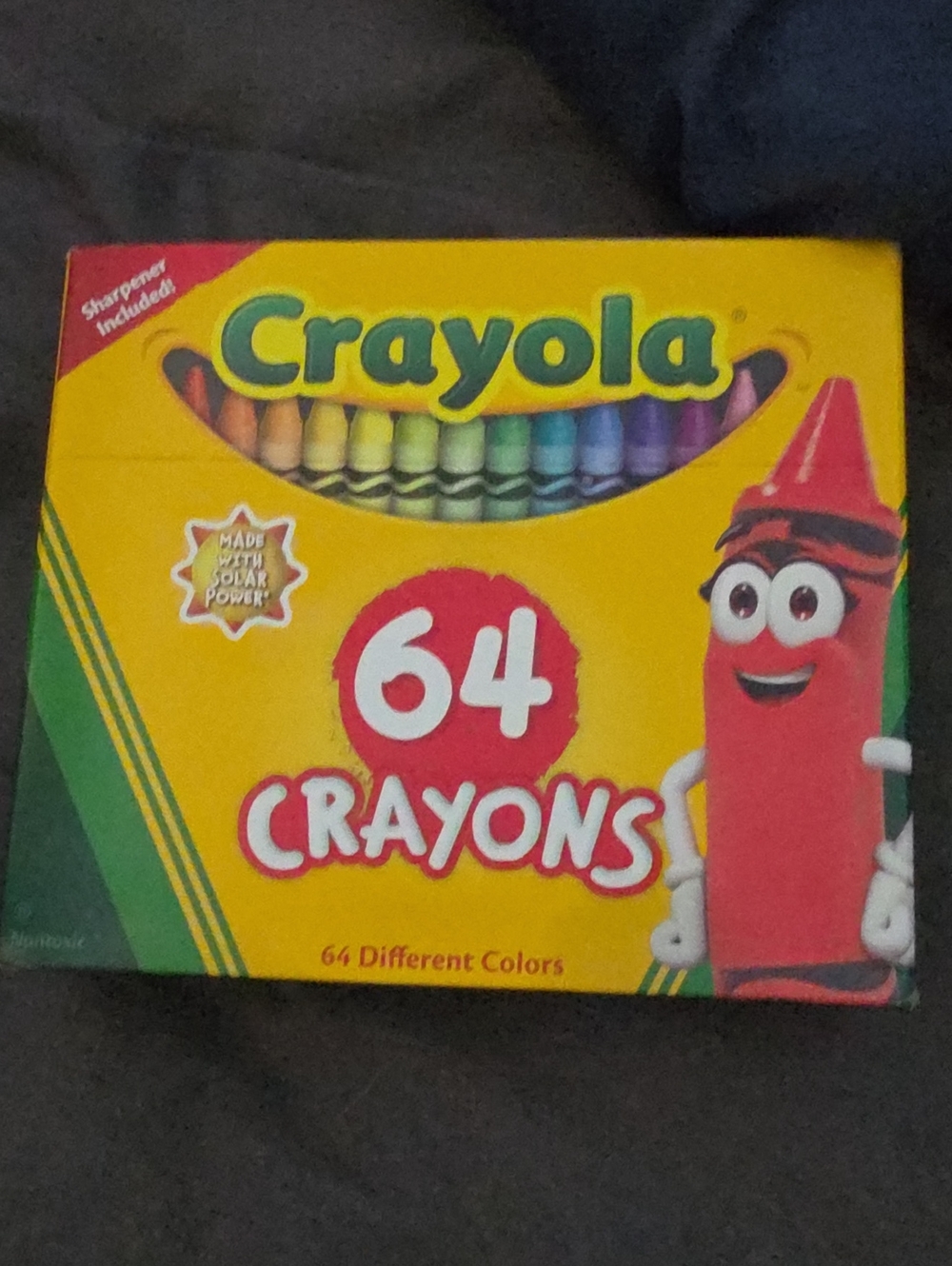 Crayola 64 Crayons Deluxe Pack - Yellow Box with Red Crayon Character